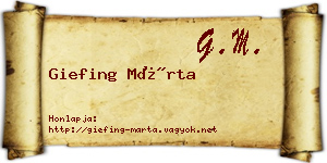 Giefing Márta névjegykártya